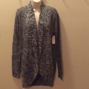 "SALE" BOBBIE BROOKS CABLE KNIT CARDIGAN, BLACK/WHITE NWT